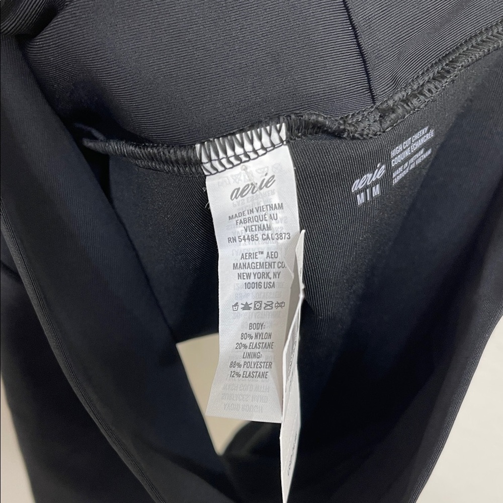 NWT - Aerie Black High Cut Cheeky Bikini Bottom - M - Picture 4 of 5